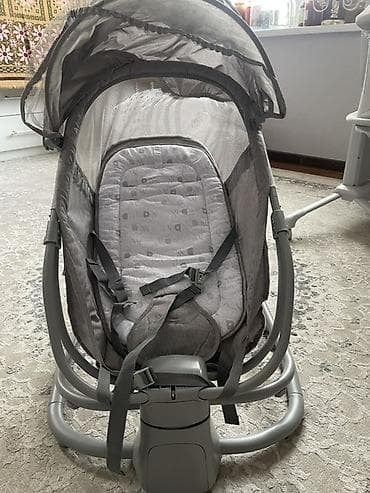 кресло качалка для малышей: Детское электронное шезлонг‑качалка с капюшоном и москитной сеткой. - — 3