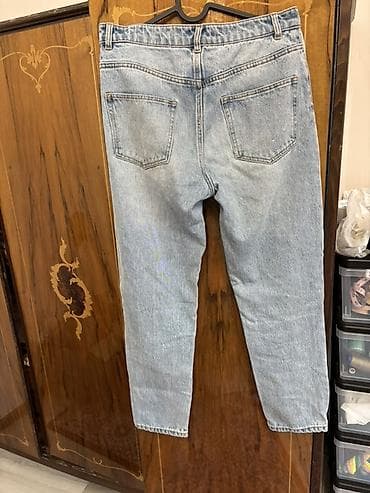 мом джинсы: Джинсы, Прямые, H&M, Китай, Средняя талия, Вареные — 5