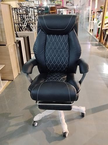 Игровое кресло, Новый, С колесиками, цвет - Черный, Экокожа