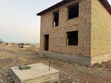 земля полевная: Продаётся недостроенный двухэтажный дом из кирпича на участке — 1