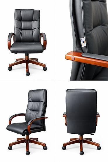 Офисные шкафы: Офисное кресло, Новый, С колесиками, цвет - Черный, Экокожа, Платная доставка — 4