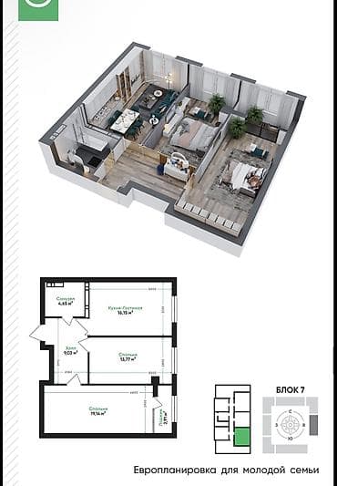 Квартиры: 3 комнаты, 66 м², Элитка, 10 этаж, Готовая ПСО (под самоотделку) — 1