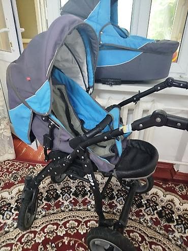 коляска seebaby: Коляска, Другой бренд, цвет - Голубой, Б/у — 2