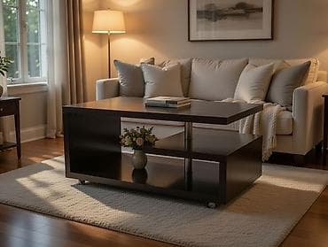 стол с карагача: Журнальный стол, Б/у, Прямоугольный, С колесиками, цвет - Коричневый — 6