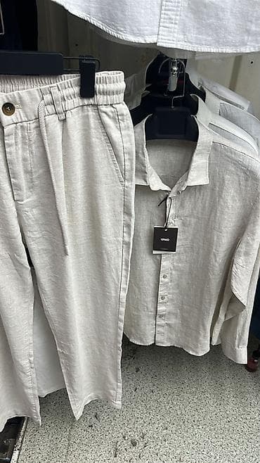 лен штаны: Льняной комплект: рубашка и брюки - Материал: 100% лен (лёгкая — 1