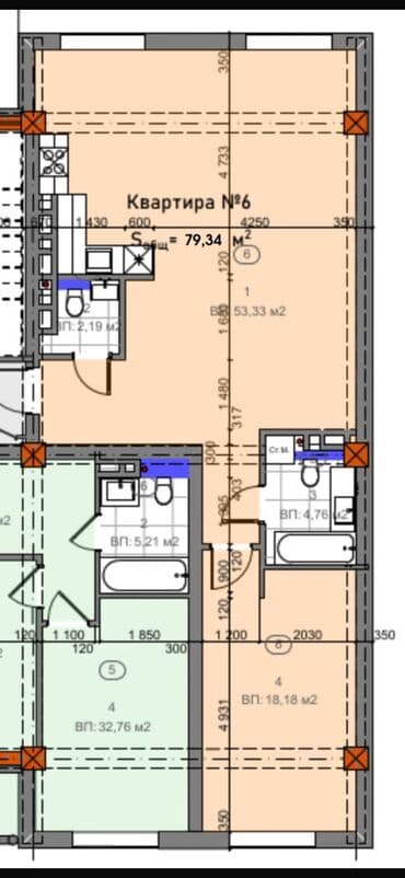 квартиры в клубных домах: 2 комнаты, 72 м², Элитка, 2 этаж, ПСО (под самоотделку) — 10