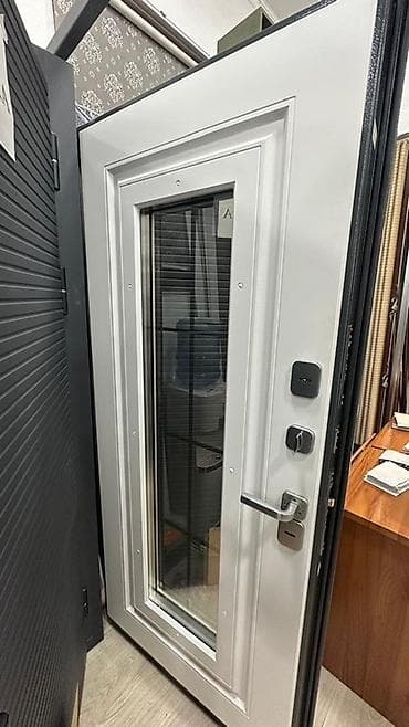 дверь стекло: Двери для домов и квартир, Металлическая, Со стеклом, цвет - Серый — 2