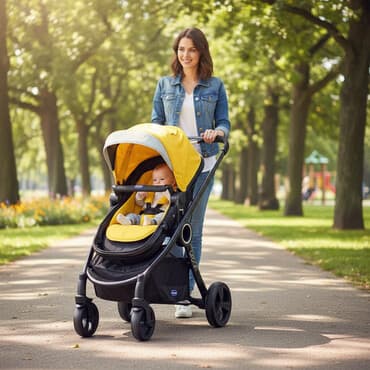 продаю коляску трость: Коляска, цвет - Желтый, Б/у — 1