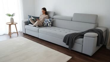 раскладной диван с креслом: Прямой диван с длинными подлокотниками и регулируемыми подголовниками — 1