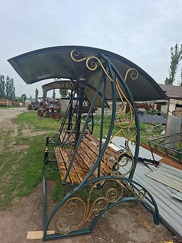 каменная вата: Садовые качели Со спинкой, С крышей — 4