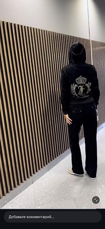 nike tech: Велюровый спортивный костюм женский, черный. - Комплект: худи на — 4