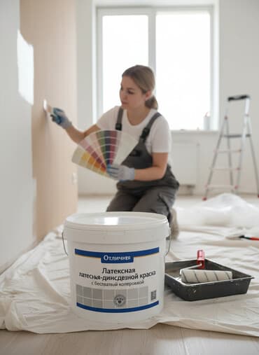 водоэмульсионная краска 15 кг цена бишкек: Отличная Латексная водно-дисперсионная краска с бесплатной колеровкой — 1