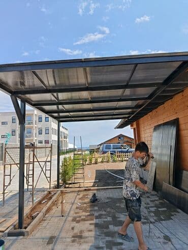 канек на крышу: Навес, Односкатный, Металл, Поликарбонат, Установка — 1