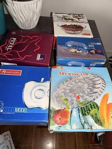 часы феникс: Набор стеклянных ваз/конфетниц на ножке - Материал: прозрачное — 1