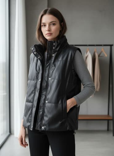 Жилетка из эко-кожи, черная