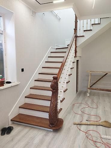 опрыскиватель для деревьев: Деревянная лестница Для дома, Форма лестницы: Много-маршевая, Стиль: Классический — 4