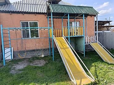 игровая горка: Детская уличная площадка из металла с двумя горками - Каркас из — 1