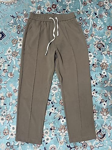 Шорталар: Прямые брюки на резинке с шнурком - Цвет: оливково‑хаки - Посадка — 1