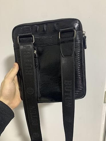 Аксессуарлар: Сумка через плечо Butun люкс качество, компактная, черная, с тиснением — 2