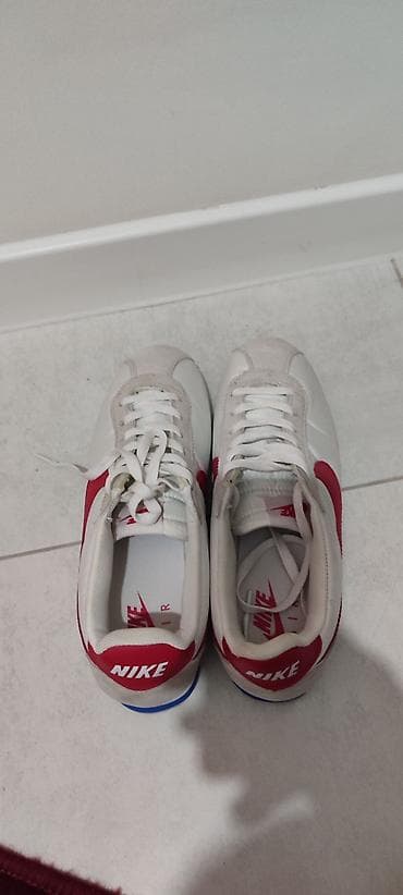 Мырзалардын бут кийими: Кроссовки Nike Cortez Classic - Цвет: белый с красным Swoosh и — 3
