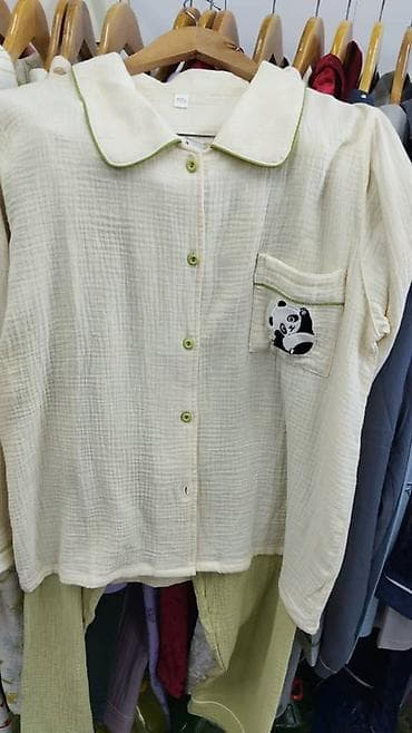 Халаттар: Женские домашние пижамы – комплекты с длинным рукавом и прямыми — 4