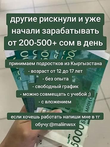 Сетевой маркетинг: Подработка для подростков из Кыргызстана (12–17 лет) - Ежедневный — 3