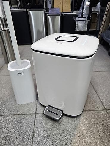 Сантехника: Комплект для ванной/туалета: педальное ведро для мусора и ершик для — 1