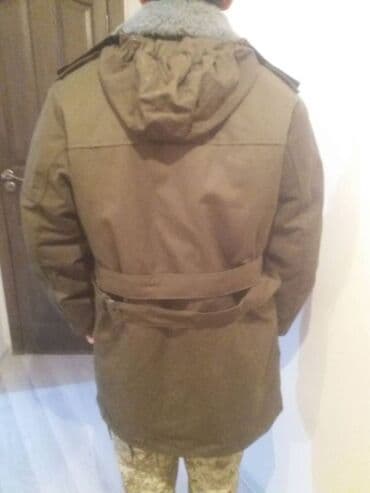 бушлат военные: Куртка с утеплением. Цвет - хаки, темно-зеленый, с капюшоном — 3