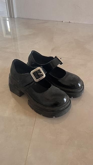 Лоферы Mary Jane на массивной платформе - Цвет: чёрный (глянцевый