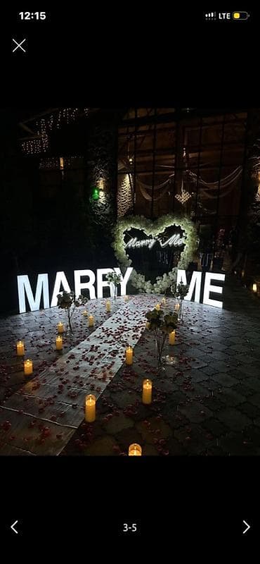 свечной: Оформление декора для предложения руки и сердца «Marry Me» - Световые — 2