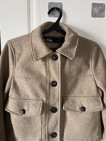 форма сварочный: Укороченное шерстяное пальто-куртка ZARA в хорошем состоянии — 3