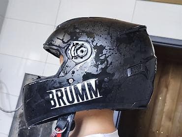 шлем с визором: Мотошлем BRUMM, закрытого типа (full-face), цвет — глянцевый черный — 2
