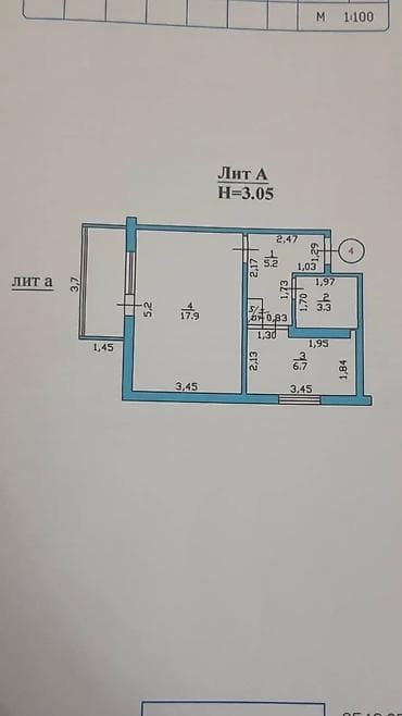 Батирлер: 1 бөлмө, 34 м², Аламедин-1 мкр 105-серия, 2 кабат — 5
