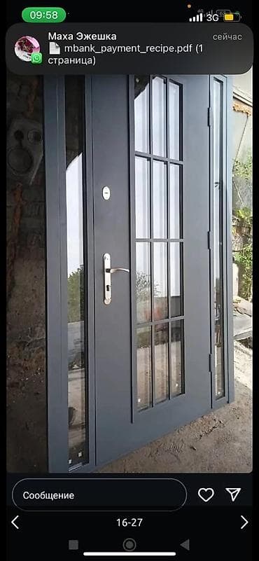 дверной добор: Двери для домов и квартир, Металлическая, Другое количество створок, Со стеклом, цвет - Серый — 1