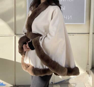 платя женское: Пончо, Классика, Осень-весна, Мех, С меховой отделкой — 2