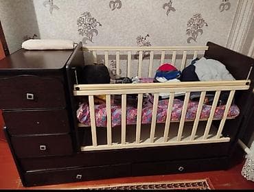 Детская кровать трансформер, Б/у, Другой тип, цвет - Коричневый