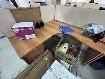 бетон кескич: Кеңсе эмереги комплекти, Текче, ДСП, түсү - Ак — 3