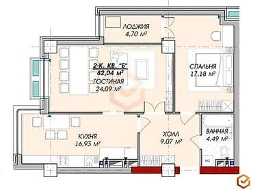 pro group: 2 комнаты, 82 м², Элитка, 11 этаж, ПСО (под самоотделку) — 2
