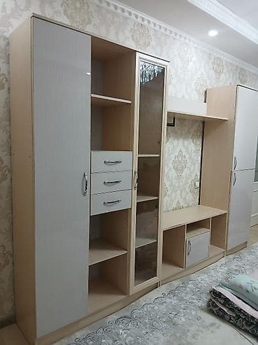 Эмерек: Дубал шкаф, Дубал шкаф түрү: Модулдуу, Үй, конок бөлмөсү үчүн, Өзгөчөлүктөрү: Телевизор коюучу бөлүк менен — 1
