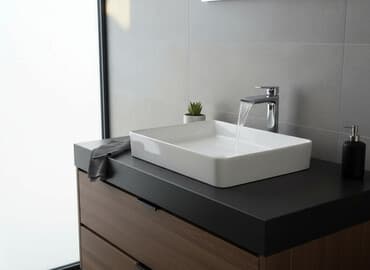 раковина с пьедесталом: Раковина для ванной, Квадратная форма, Материал: Керамика — 1