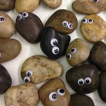 мишка на день рождение: Декоративные «живые» камни с глазками - Натуральные морские/речные — 5