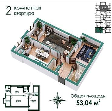 85000: 2 комнаты, 53 м², Элитка, 2 этаж, Евроремонт — 9