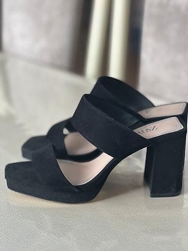 Босоножки, 37, Zara, Б/у, цвет - Черный, Самовывоз