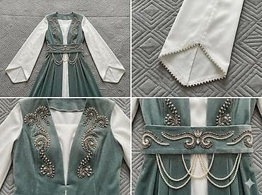 atelier paris: Нарядное восточное/национальное платье с жилетом и поясом, украшенными — 3