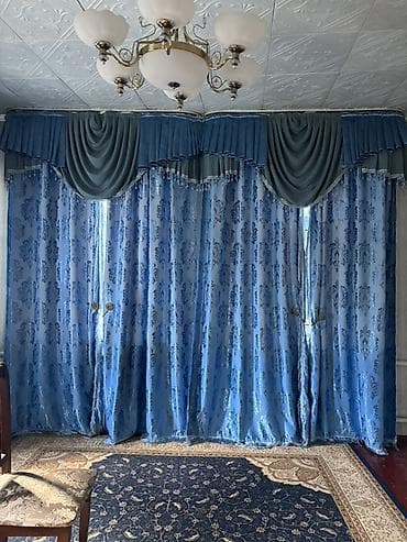 Комплект штор, Жаккард, С ламбрекеном, Готовое изделие, Для зала