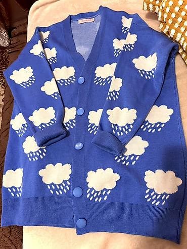 Верхняя одежда: Новый Яркий кардиган с узором «тучи и дождик». - Цвет: насыщенный — 1