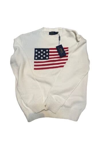 на железных номерах: Мужской свитер, M, Polo Ralph Lauren, Новый, цвет - Белый, Самовывоз, Платная доставка — 1