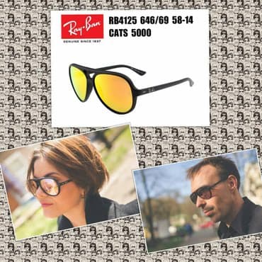 бриллиантовые комплекты фото и цены: Бренд: Ray-Ban 4125 CATS 5000 Flash Lens Комплект: Укрепленный футляр — 1