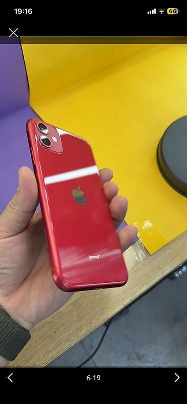 IPhone 11, Б/у, 64 ГБ, Красный, Зарядное устройство, Кабель, Коробка, 80 %