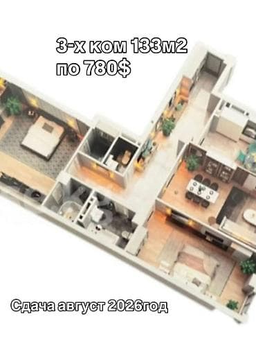 Новостройки от застройщика: Строится, Элитка, 3 комнаты, 133 м² — 1